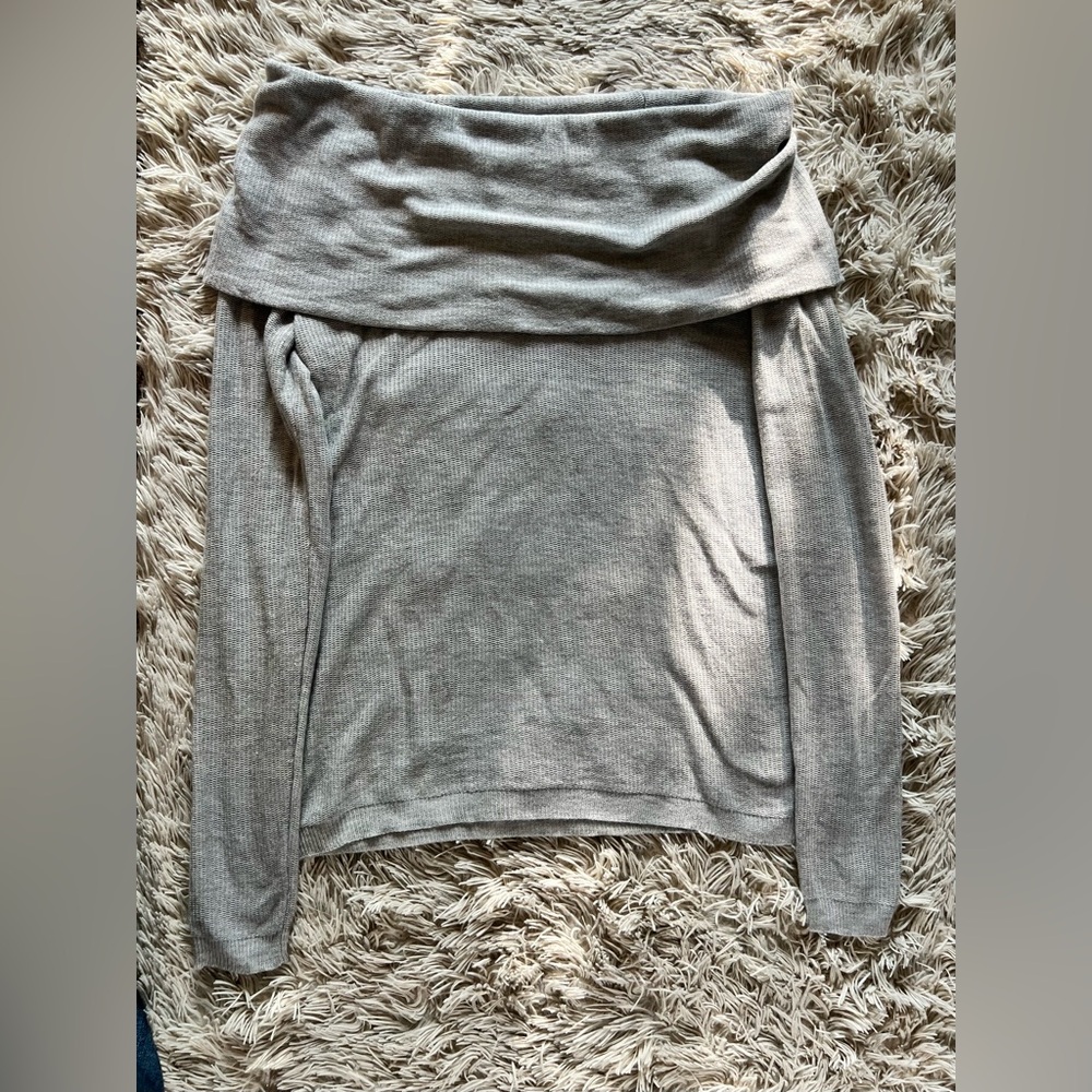 Light Gray Layered Off the Shoulder Knit Sweater
